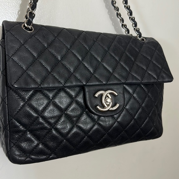 💎✨BEAUTIFUL✨💎 Chanel Quilted CC Caviar Leather Black Chain Shoulder … - Picture 10 of 17